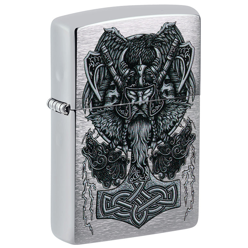 Ein weiteres Design aus der Viking Geschichte. Ein tolles Brushed Chrome Zippo Benzinfeuerzeug.