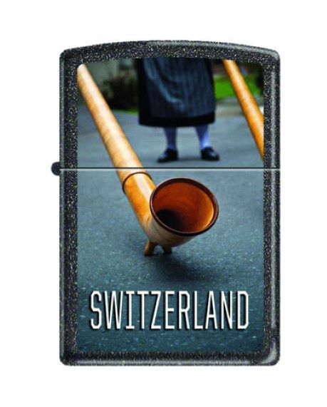 Ein Zippo Alphorn, schon ein spezieller Teil der Schweizer Kultur. Ein tolles Iron Stone Zippo Benzinfeuerzeug.