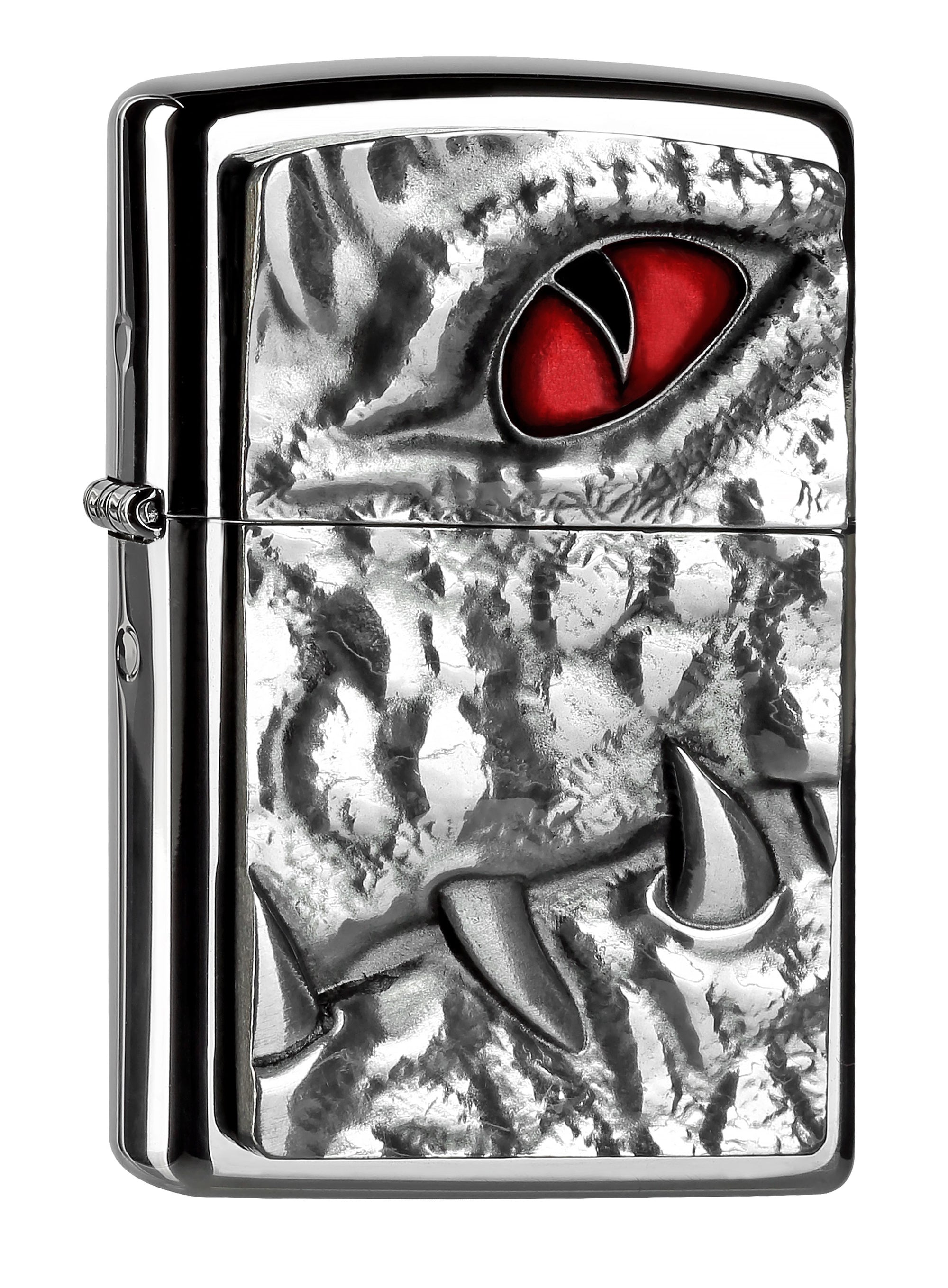 Eine ausserordentliche auf 250 Stück limitierte Serie und nur in der Schweiz erhältlich. Ein geniales Chrome High Polish Emblem Zippo Benzinfeuerzeug mit einer Nahaufnahme eines Krokodilauges. So neben bei sind die Zähne auch noch furchterregend.